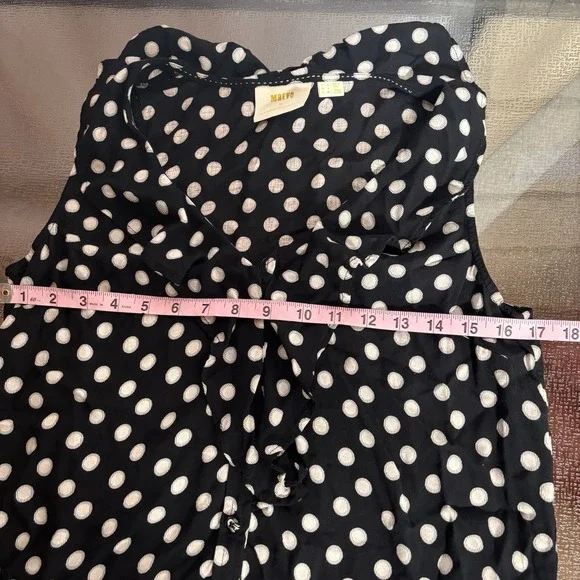 Anthropologie Maeve Top Womens 4 Polka Dot Ruffle Retro Classic Chic Office - Picture 4 of 7